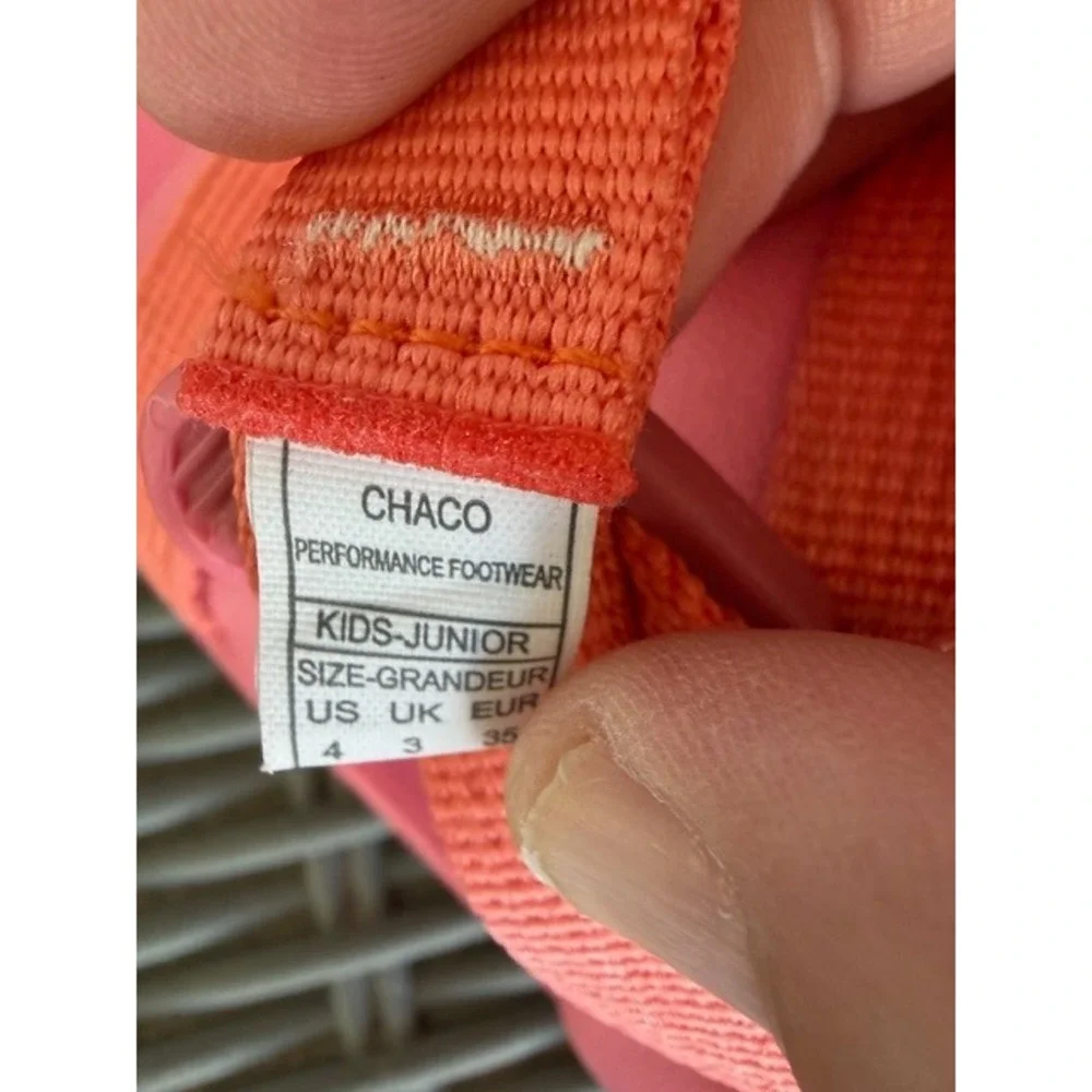Chaco Chillos Kids Size 4 Pink Orange Sport Sandals Adjustable Strap‎ EVA Slide